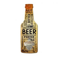 BarProducts Handcrafted Word Collage Beer Shaped Wall Bottle Opener Woodshop Made In The USA