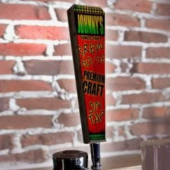 BarProducts Handcrafted Oak Wood Beer Tap Handles - Flared Shape - Brew House - Red / Green Woodshop Made In The USA