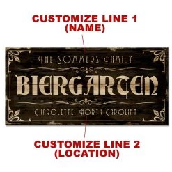 BarProducts.com CUSTOMIZABLE Large Vintage Wooden Bar Sign - BIERGARTEN - 11 3/4" X 23 3/4" BAR DECOR