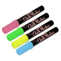 BarProducts.com 4 Piece Broad Point Chalk Marker Set (Fluorescent Red, Blue, Green & Yellow) Bar Signs