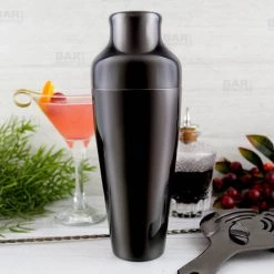 BarProducts.com Olea™ Parisian Style 2 Piece Cocktail Shaker - Gun Metal Plated - 20 Ounce
