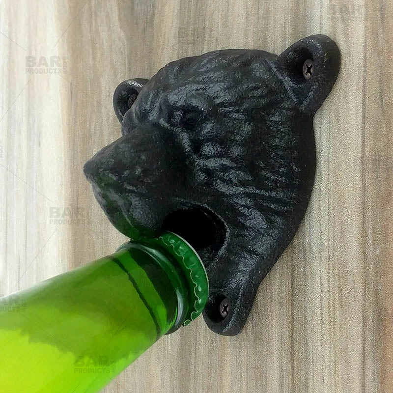 black-bear-wall-mounted-opener-bpc-5.jpg BarProducts.com Bartending Bottle Openers BarConic® Wall Mounted Bottle Opener - Bear - Black