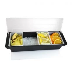 BarProducts.com Black Condiment Holder (Fruit Trays) With Ice Compartment BAR SUPPLIES