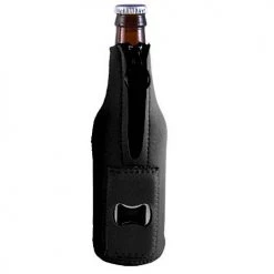BarProducts.com Unique Bottle Openers Neoprene Bottle Cooler W/ Bottle Opener - Black