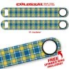 BarProducts.com Kolorcoat™ 11" Long COLOSSAL™ Speed Bottle Opener – Blue / Yellow Plaid