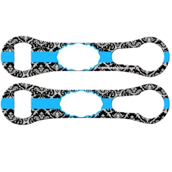 BarProducts.com Custom Bottle Openers Kolorcoat™ V-Rod® Opener - Blue Damask