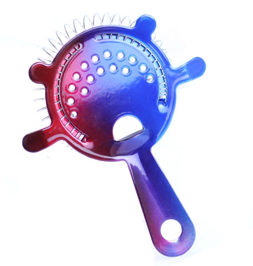 blue-red-fusion-4-prong-strainer-black.jpg BarProducts.com Cocktail Strainers Blue And Red Color Fusion 4 Prong Cocktail Strainer