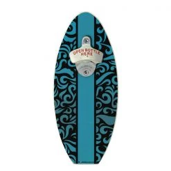BarProducts Handcrafted Woodshop Made In The USA Swirls Wooden Surfboard Wall Mounted Bottle Opener