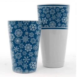 BarProducts.com Snowflake Shaker Set - 28 / 18 Ounce - Blue And White 2 Piece Cocktail Shakers