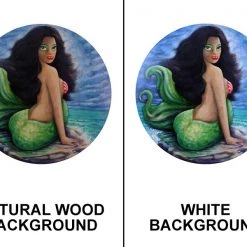 BarProducts.com Brunette Mermaid Round Wooden Table Top - Two Sizes Available