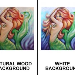BarProducts.com Featured Artists Redhead Mermaid Square Wooden Table Top - Two Sizes Available 6 BarProducts.com Featured Artists Redhead Mermaid Square Wooden Table Top - Two Sizes Available
