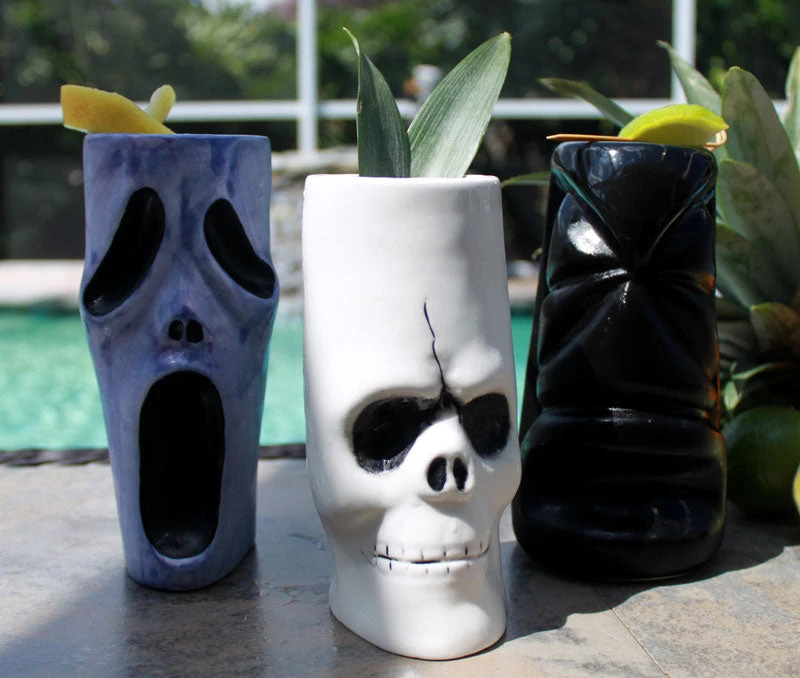 bones-ghost-tall-tiki-glass-mugs-gun-metal.jpg BarProducts.com BarConic® Tiki Drinkware - Ghost - 15 Ounce