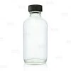 BarProducts.com Master Mixology Boston Round Craft Bartending Bottle W/ Black Lid - Clear 4oz