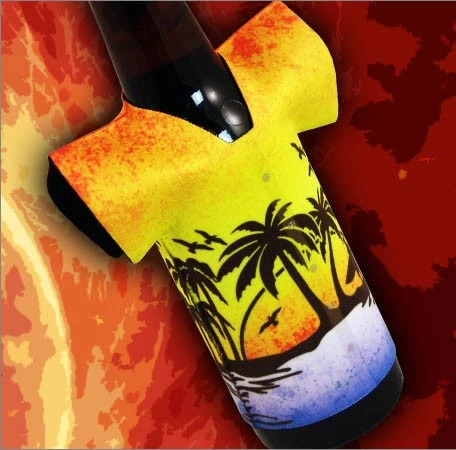 bottle-coozie-t-hawaiian-sun.jpg BarProducts.com Party Supplies Bottle Cooler - T-Shirt Style - Hawaiian Sunset
