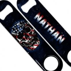 BarProducts.com BAR TOOLS ADD YOUR NAME Speed Bottle Opener - Grunge American Flag Skull