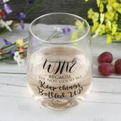 BarProducts.com Bottled Up Stemless Wine Glass
