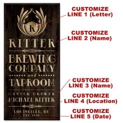 BarProducts.com CUSTOMIZABLE Large Vintage Wooden Bar Sign - BREWING COMPANY - 11 3/4" X 23 3/4" BAR DECOR