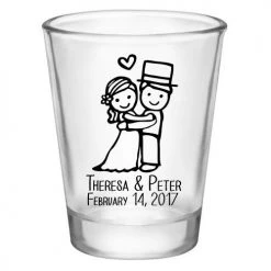 BarProducts.com BAR SUPPLIES CUSTOMIZABLE - 1.75oz Clear Shot Glass - Cute Bride And Groom
