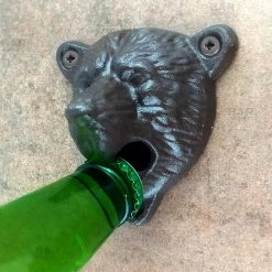BarProducts.com BarConic® Wall Mounted Bottle Opener - Bear - Brown Bartending Bottle Openers