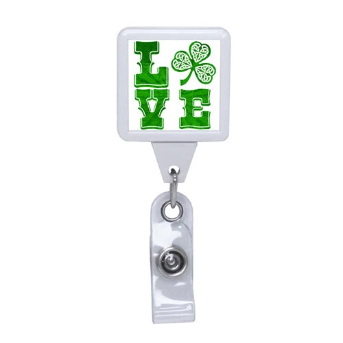 bz108w-love-irish_2.jpg BarProducts.com LOVE Irish Series, Square ID Badge Reel