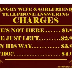 BarProducts.com "Telephone Answering Charges" Kolorcoat™ Metal Bar Sign BAR DECOR