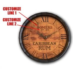 BarProducts Handcrafted Custom Wood Barrel Top Clock – Caribbean Rum Woodshop Made In The USA 4 BarProducts Handcrafted Custom Wood Barrel Top Clock – Caribbean Rum Woodshop Made In The USA