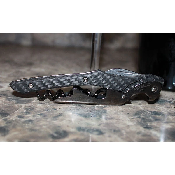 castello-carbon-fiber-handle-corkscrew-closed.jpg BarProducts.com BAR TOOLS Wine Key - Castello™ - Carbon Fiber Handle