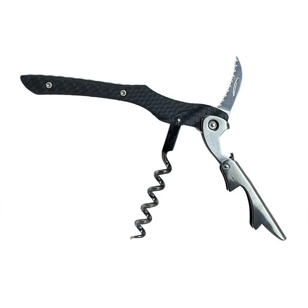 castello-carbon-fiber-handle-corkscrew-open.jpg BarProducts.com BAR TOOLS Wine Key - Castello™ - Carbon Fiber Handle