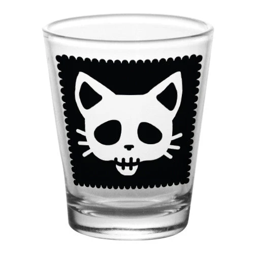 cat-cute-skull-shot-glasses.jpg BarProducts.com Printed Shot Glasses - Cutsey Skulls - 1.75 Ounce Novelty Glassware