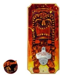BarProducts.com Featured Artists Tiki Hot Lava - Wood Plaque Wall Mounted Bottle Opener