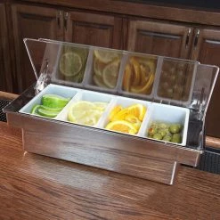 BarProducts.com Condiment Holder / Fruit Tray - 4 Pint Compartment - Chrome 3 BarProducts.com Condiment Holder / Fruit Tray - 4 Pint Compartment - Chrome
