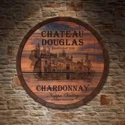 BarProducts Handcrafted Custom Wood Barrel Top Sign – Chateau Design