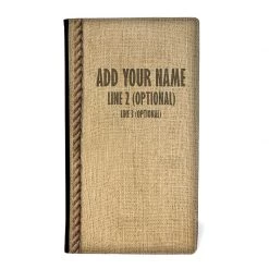 BarProducts.com ADD YOUR NAME - Check Presenter - Burlap