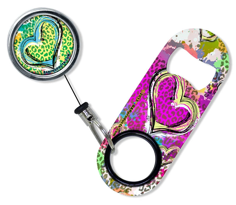 cheetah-love-mini-opener-reel-set_web.jpg BarProducts.com Bartending Bottle Openers Kolorcoat™ Mini Opener With Retractable Reel - Cheetah Love