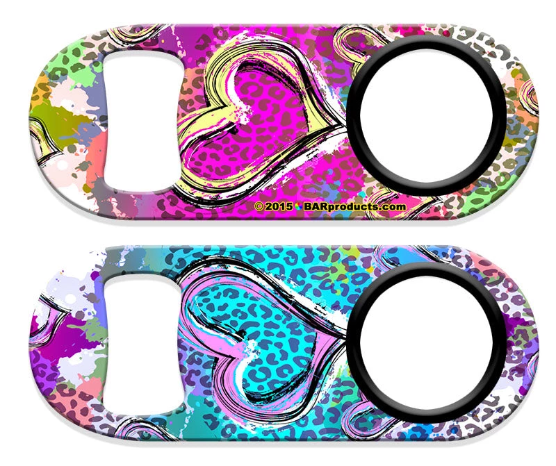 cheetah-love-mini-opener_web.jpg BarProducts.com Bartending Bottle Openers Kolorcoat™ Mini Opener With Retractable Reel - Cheetah Love