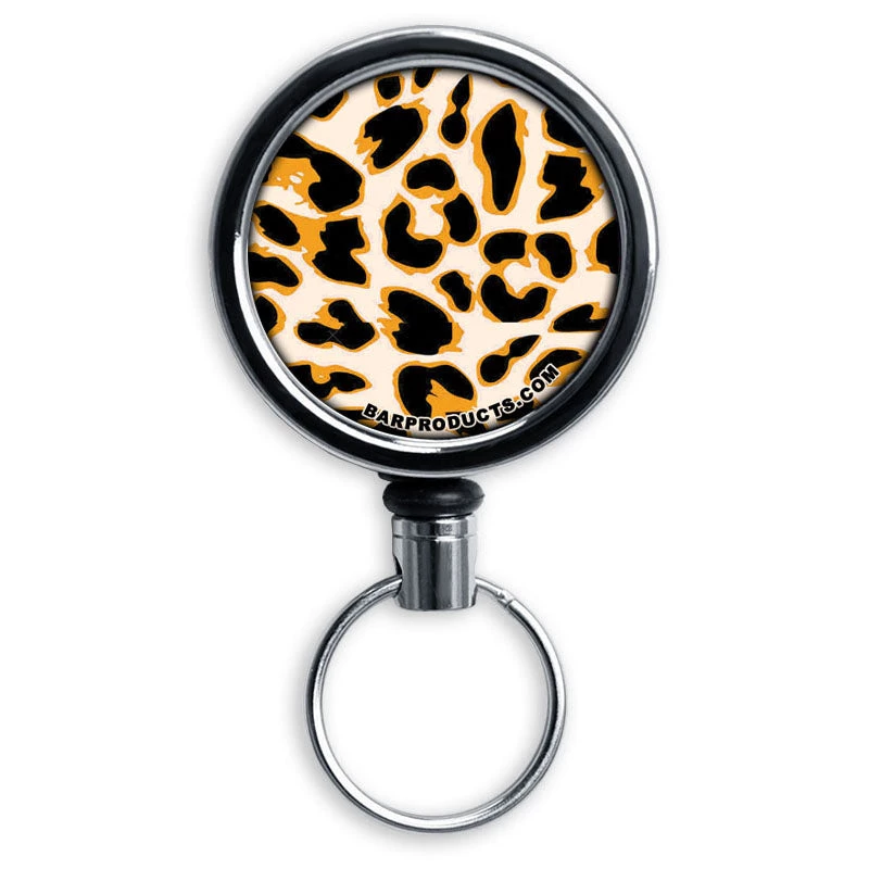 cheetah-orange-reel_web.jpg BarProducts.com Kolorcoat™ Mini Opener With Retractable Reel - Orange Cheetah