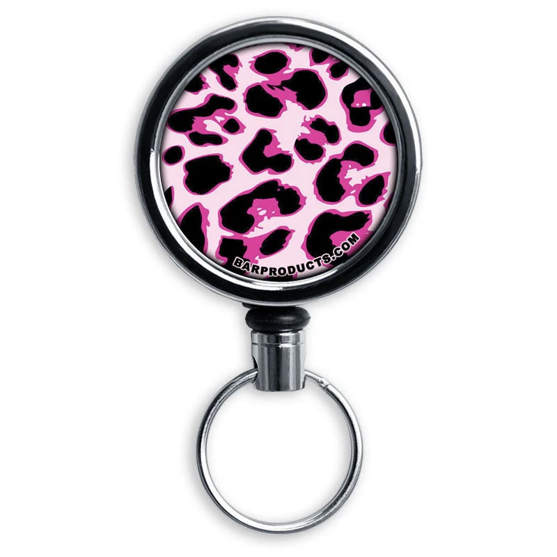 cheetah-pink-reel_web.jpg BarProducts.com Kolorcoat™ Mini Opener With Retractable Reel - Pink Cheetah