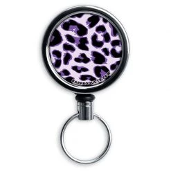 BarProducts.com Kolorcoat™ Mini Opener With Retractable Reel - Purple Cheetah Bartending Bottle Openers