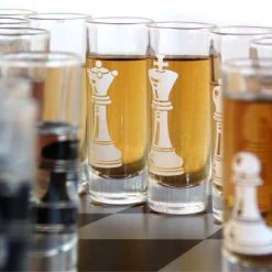BarProducts.com Novelty Glassware Shot Glass Chess Set - 2 Ounce Tall Shot Glasses - 32 Piece