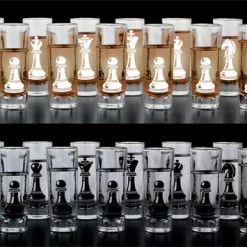 BarProducts.com Novelty Glassware Shot Glass Chess Set - 2 Ounce Tall Shot Glasses - 32 Piece