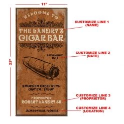 BarProducts.com BAR DECOR CUSTOMIZABLE Large Vintage Wooden Bar Sign - Cigar Bar - 11 3/4