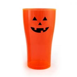 BarProducts.com Classic Jack O'Lantern Polycarbonate Cup - Neon Orange - 2 Sizes Available Drinkware