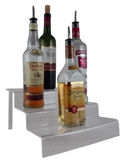 clear-3-tier-bd.png BarProducts.com Liquor Bottle Shelves - Clear Acrylic - Options Available BAR DECOR