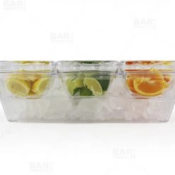 BarProducts.com Plastic Condiment And Garnish Caddy - 3 Inserts W/ Lids