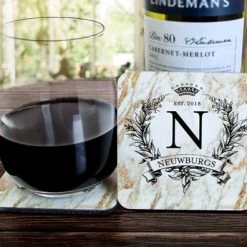 BarProducts.com Coasters Marble Monogram - CUSTOMIZABLE Cork Bottom Coaster