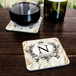 BarProducts.com Coasters Marble Monogram - CUSTOMIZABLE Cork Bottom Coaster