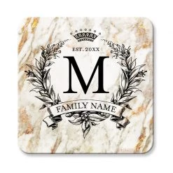 BarProducts.com Coasters Marble Monogram - CUSTOMIZABLE Cork Bottom Coaster