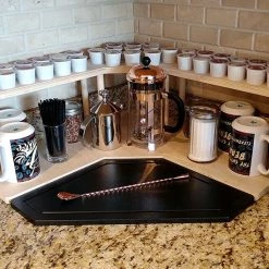 BarProducts.com KITCHEN, DINING & SERVICE Counter Caddies™ - NATURAL - CORNER Shelf W/ K-CUP Holes