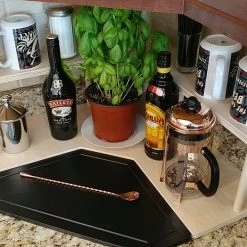BarProducts.com KITCHEN, DINING & SERVICE Counter Caddies™ - NATURAL - CORNER Shelf - Barista Theme