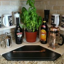 BarProducts.com KITCHEN, DINING & SERVICE Counter Caddies™ - NATURAL - CORNER Shelf - Barista Theme